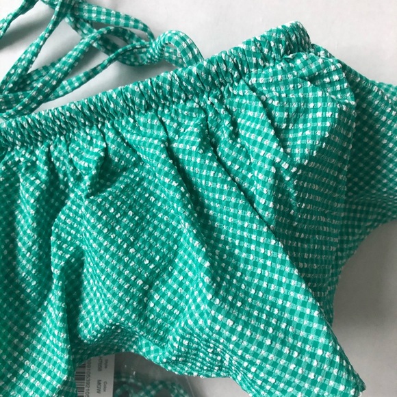 J. Crew Gingham Print Ruffle Bikini Top - Picture 5 of 6